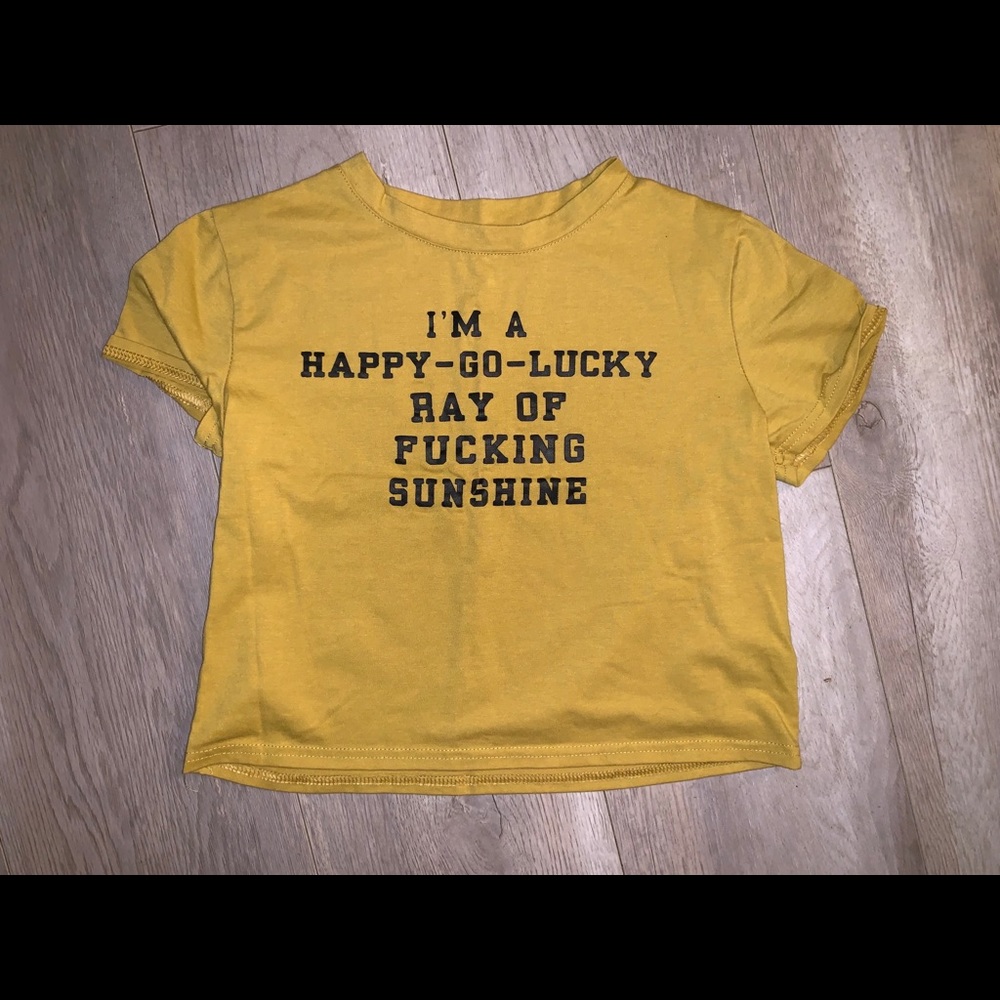 XS Yellow Graphic Tee Crop Top